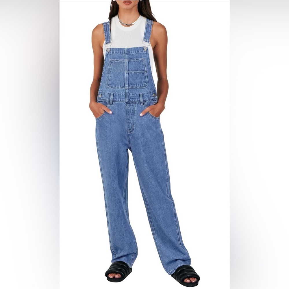 ANRABESS Loose Fit Denim Adjustable Strap Jean Jumpsuit Bib 2025 Casualwork - Picture 7 of 8